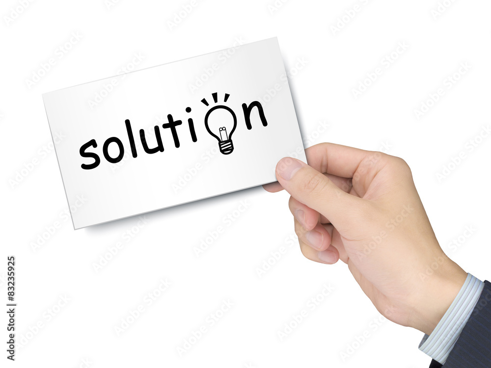 solution card in hand solution card in hand