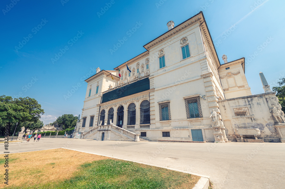 ROME - JUNE 14, 2014: Tourists visit Villa Borghese. The city at