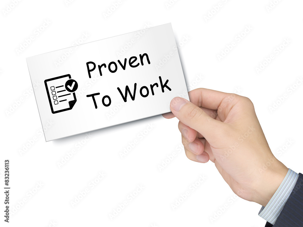 proven to work card in hand proven to work card in hand