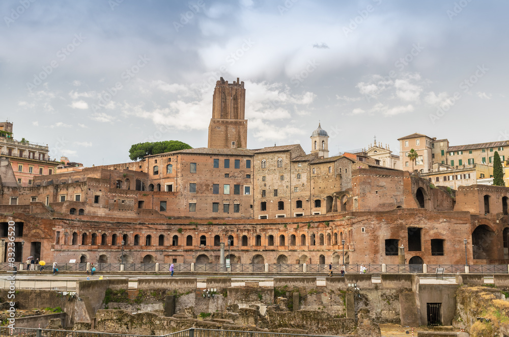 A panoramic view on Trajan's Market, a part of the imperial foru