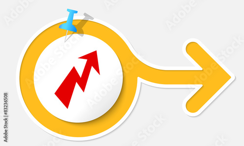Abstract arrow with white frame and flash