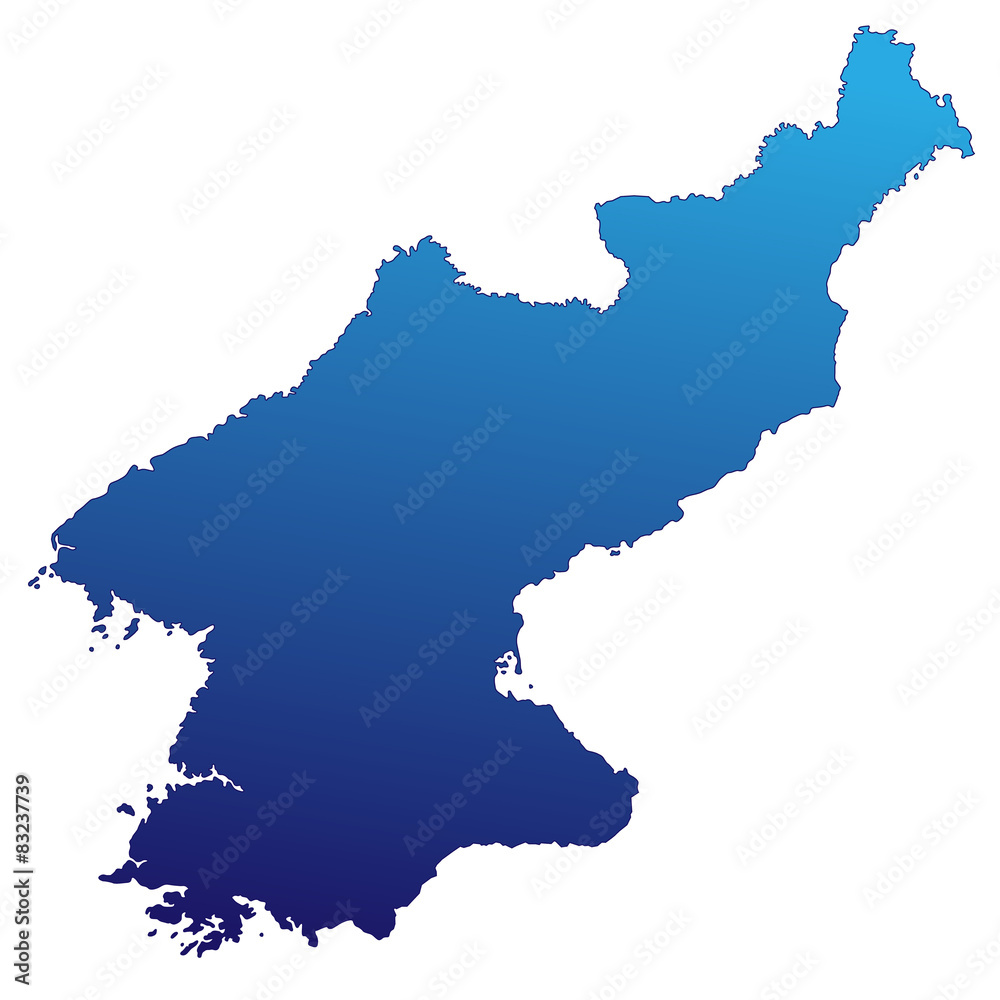 Obraz premium Nordkorea - Karte in Blauverlauf