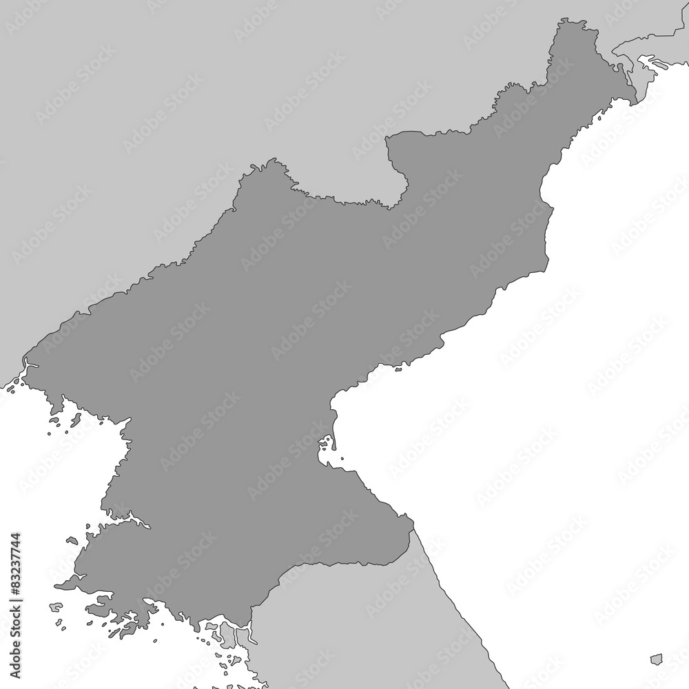 Nordkorea - Karte in Grau