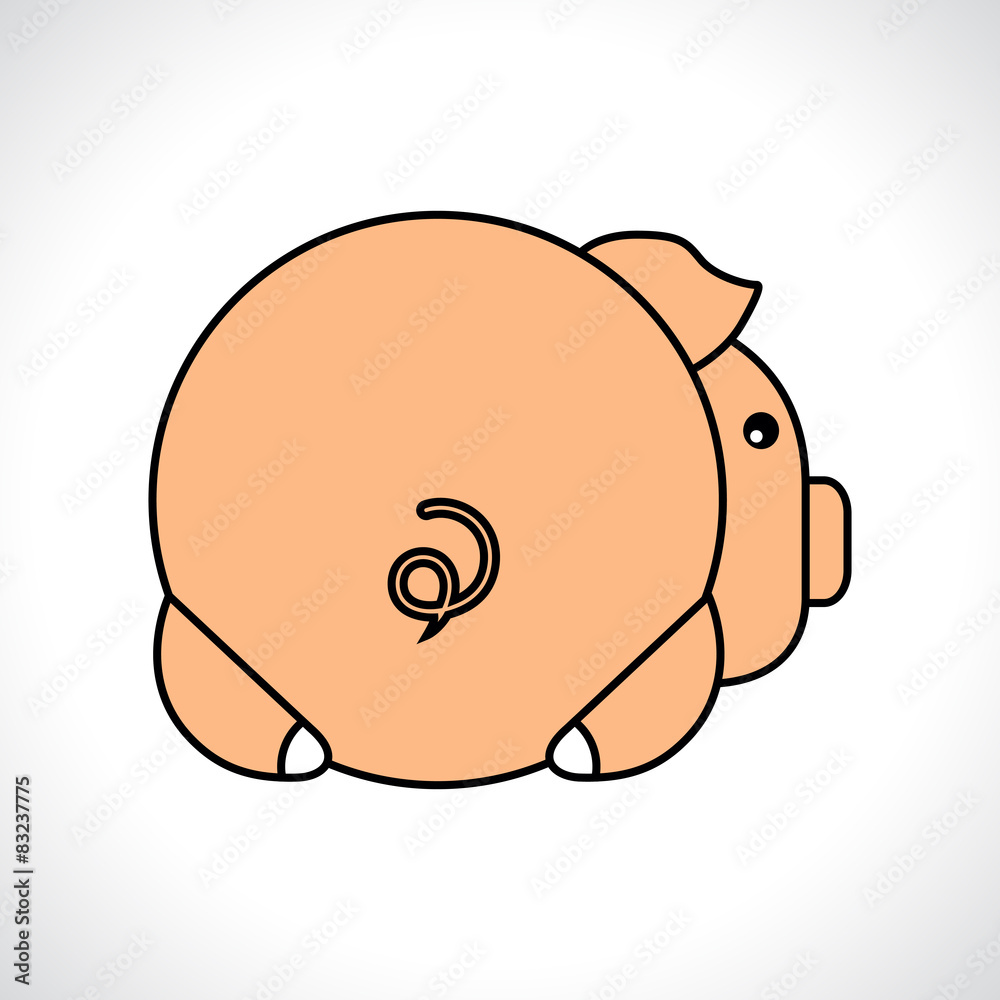 Obraz premium Backside of a pig. Vector illustration