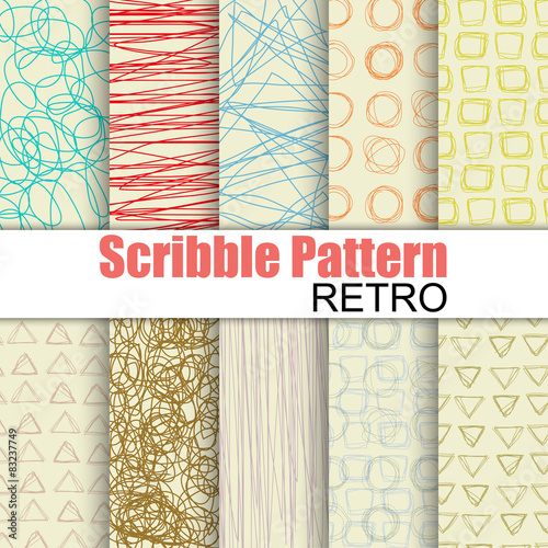 Set of hand drawn scribble vector patterns