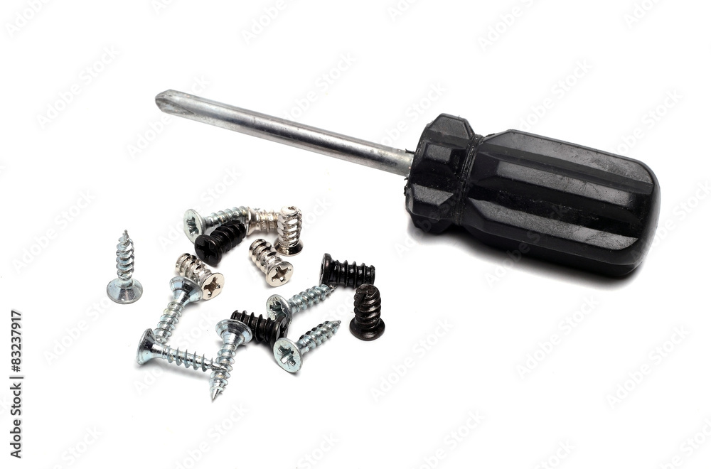 screws and photographed closeup isolated on white screws and photographed closeup isolated on white