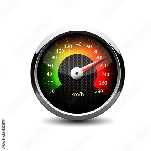 Automobile speedometer illuminated.