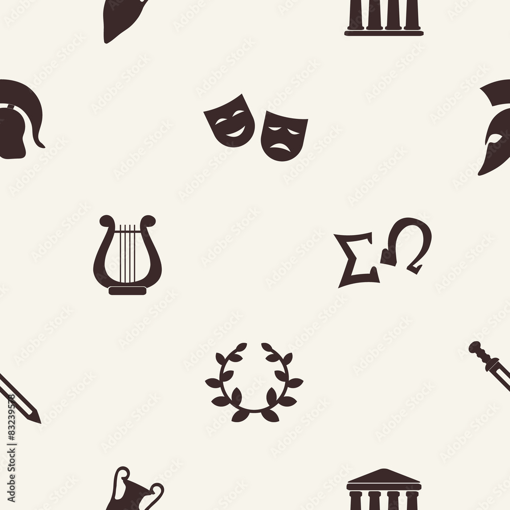 Seamless background with greece symbols for your design