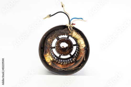 burned stator in electric motor
