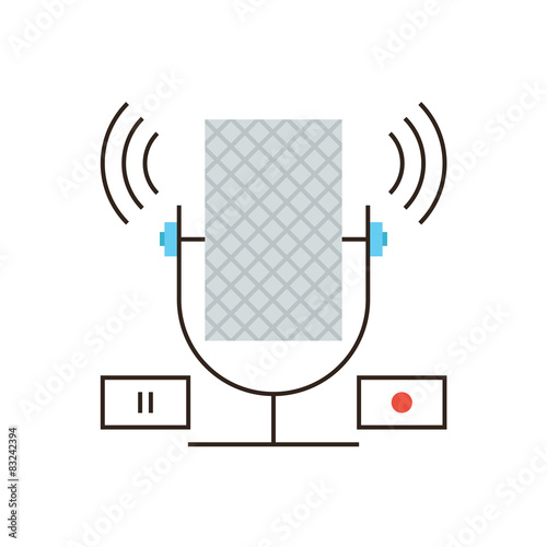 Studio microphone flat line icon concept