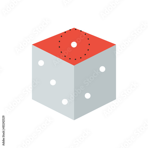 Game dice flat line icon concept