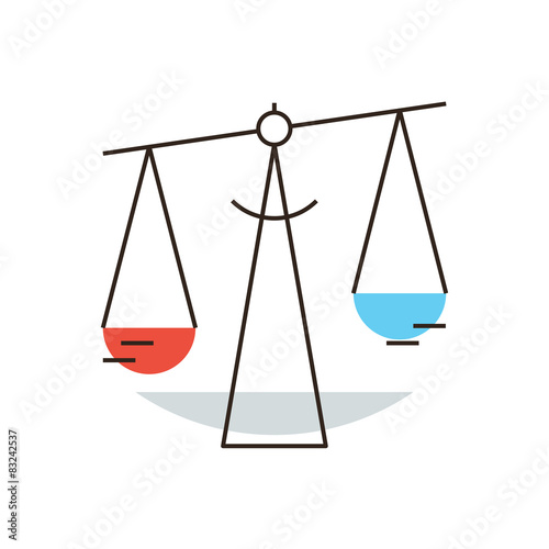 Balance scales flat line icon concept