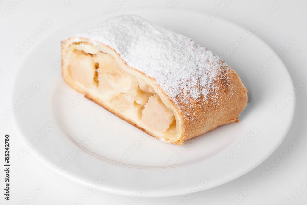 Swiss roll on the dish Swiss roll on the dish