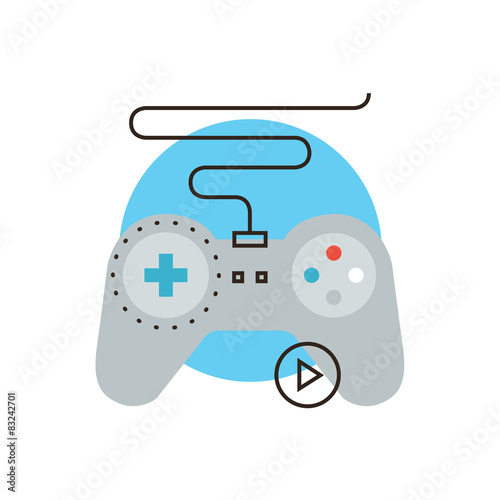 Game joystick flat line icon concept