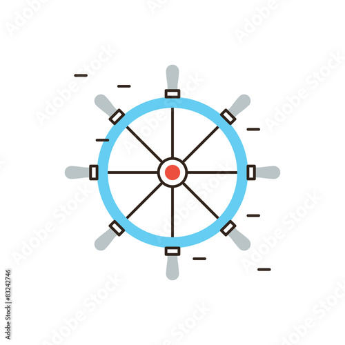 Steering wheel flat line icon concept