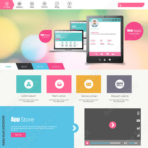 Flat vector website template