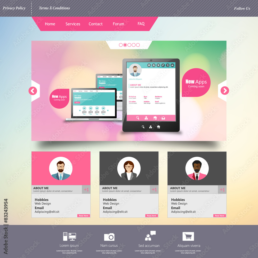 Naklejka premium Business Website template in editable vector format 