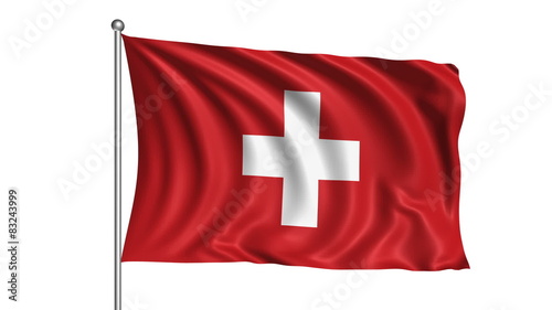 Switzerland flag with fabric structure (loop,  alpha channel)  photo