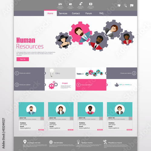 Flat Website Template Vector Design 