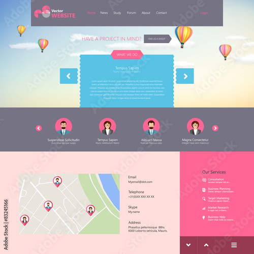 Flat vector website template