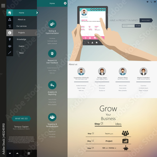 Design of the menu for a website. Creative web design 
