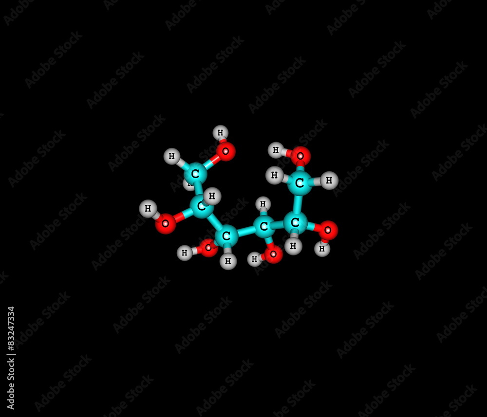 Sorbitol molecule isolated on black