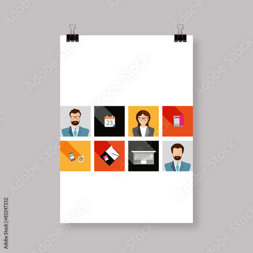 Business Cover Design with Flat elements, Faces 