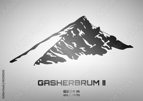 Outline vector illustration of steel Gasherbrum II