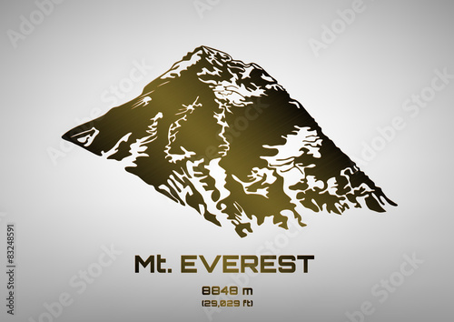 Outline vector illustration of bronze Mt. Everest