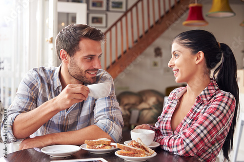 Couple meeting in a cafe