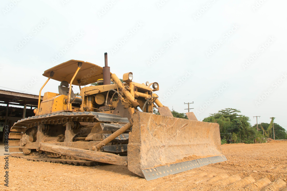 Excavator sandpit in highway construction site