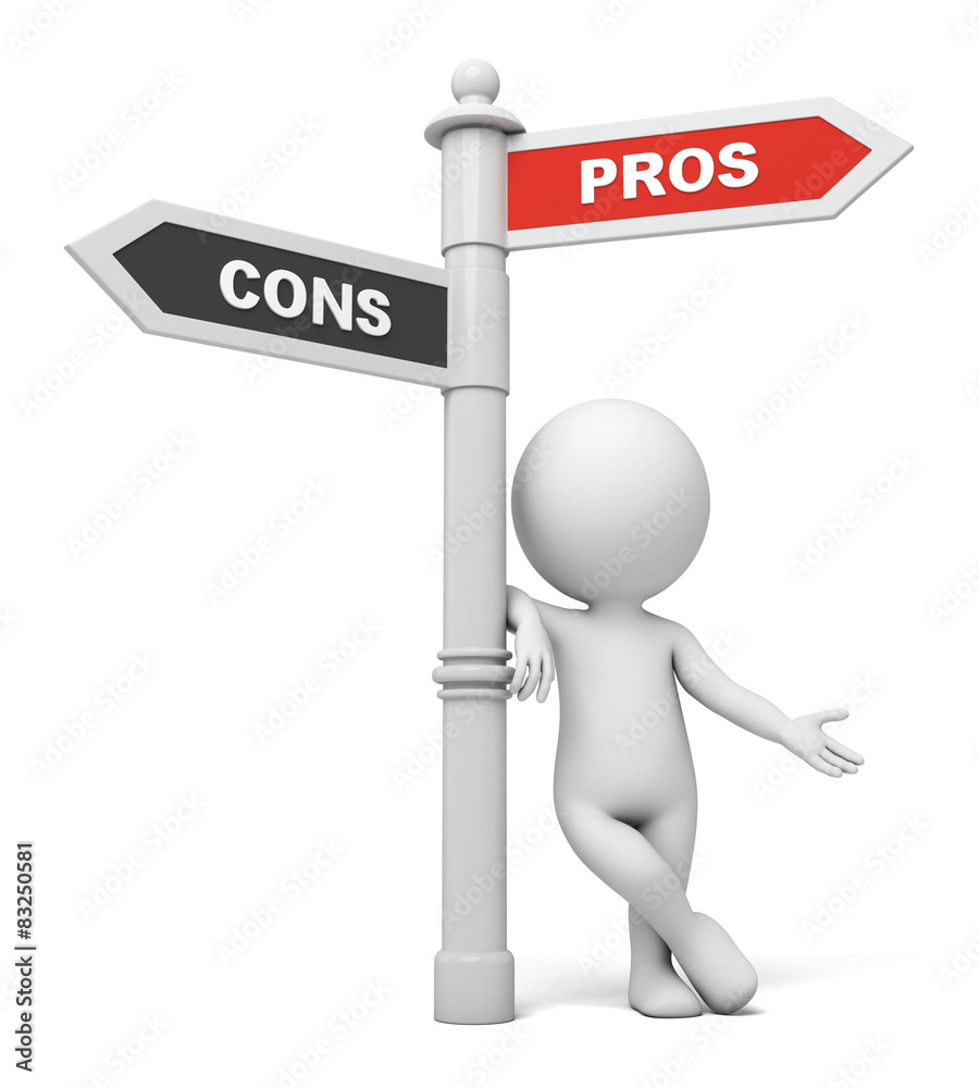 A road sign with pros cons words. A road sign with pros cons words.