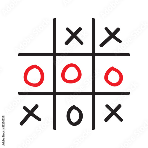 Illustration of doodle tic tac toe game
