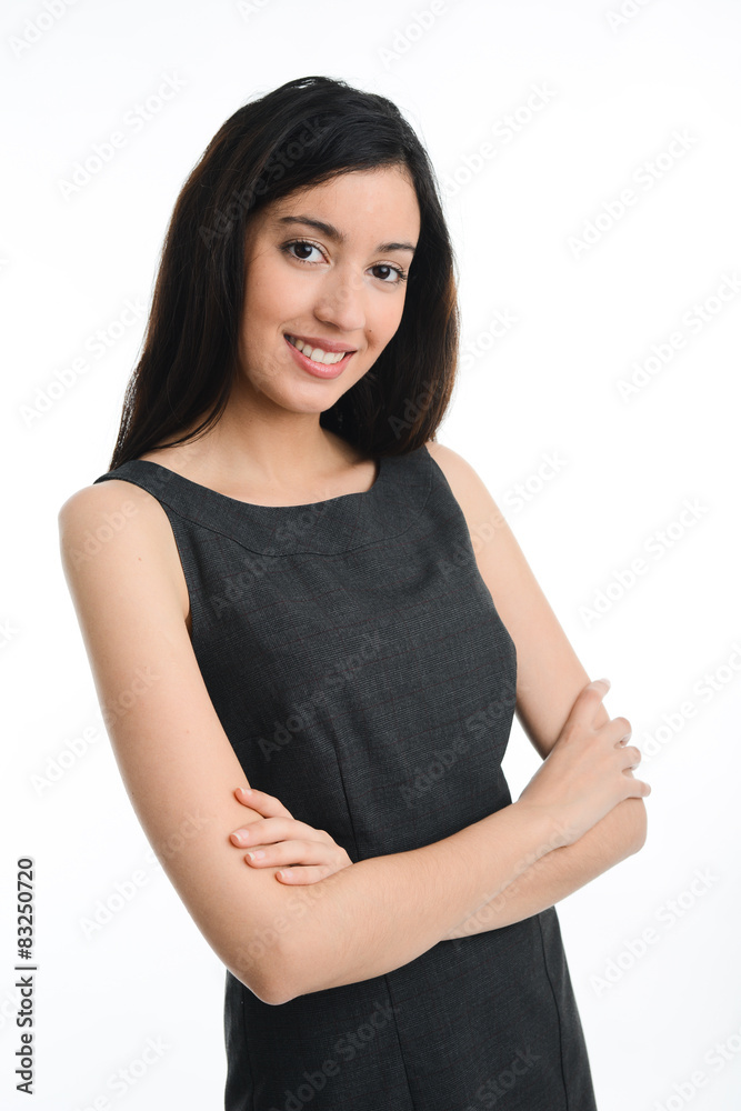 beautiful and cheerful young business woman isolated on white background beautiful and cheerful young business woman isolated on white background