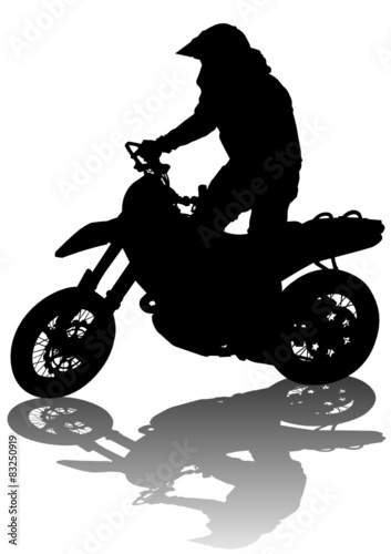 Motorcyclist performed extreme stunts on a white background