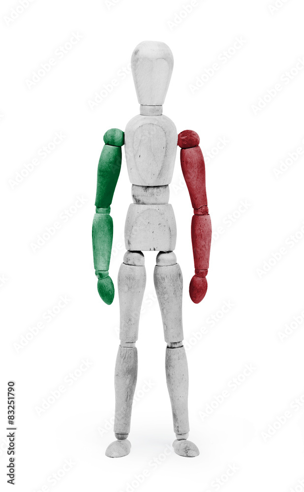 Wood figure mannequin with flag bodypaint - Italy Wood figure mannequin with flag bodypaint - Italy