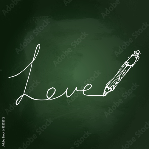 Sketchy love heart design on blackboard