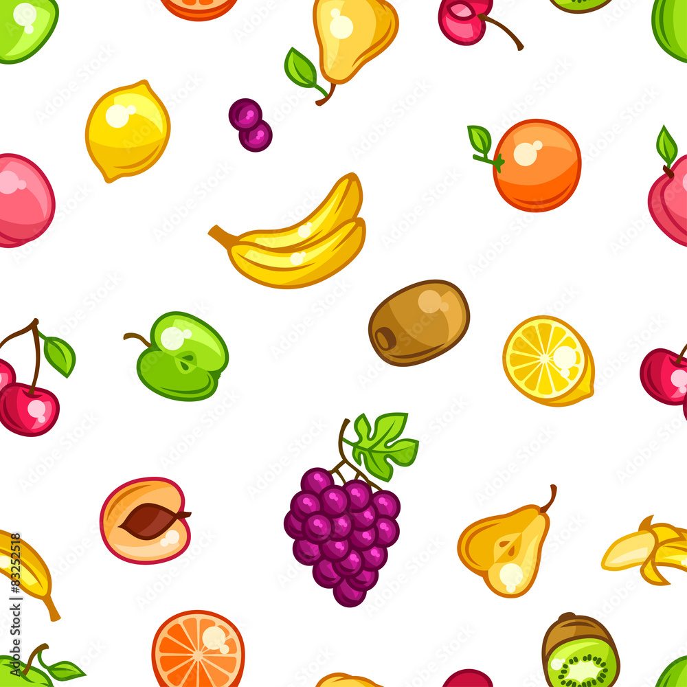Seamless pattern with stylized fresh ripe fruits Seamless pattern with stylized fresh ripe fruits