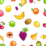 Seamless pattern with stylized fresh ripe fruits
