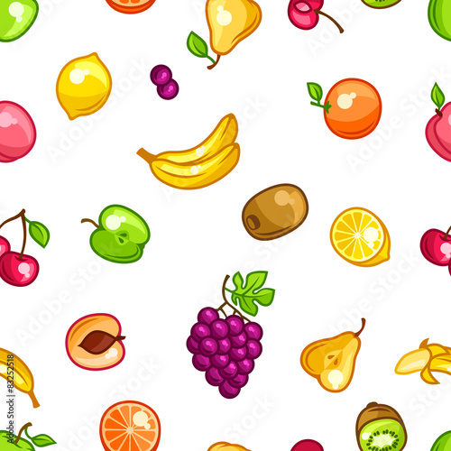 Fototapeta Naklejka Na Ścianę i Meble -  Seamless pattern with stylized fresh ripe fruits