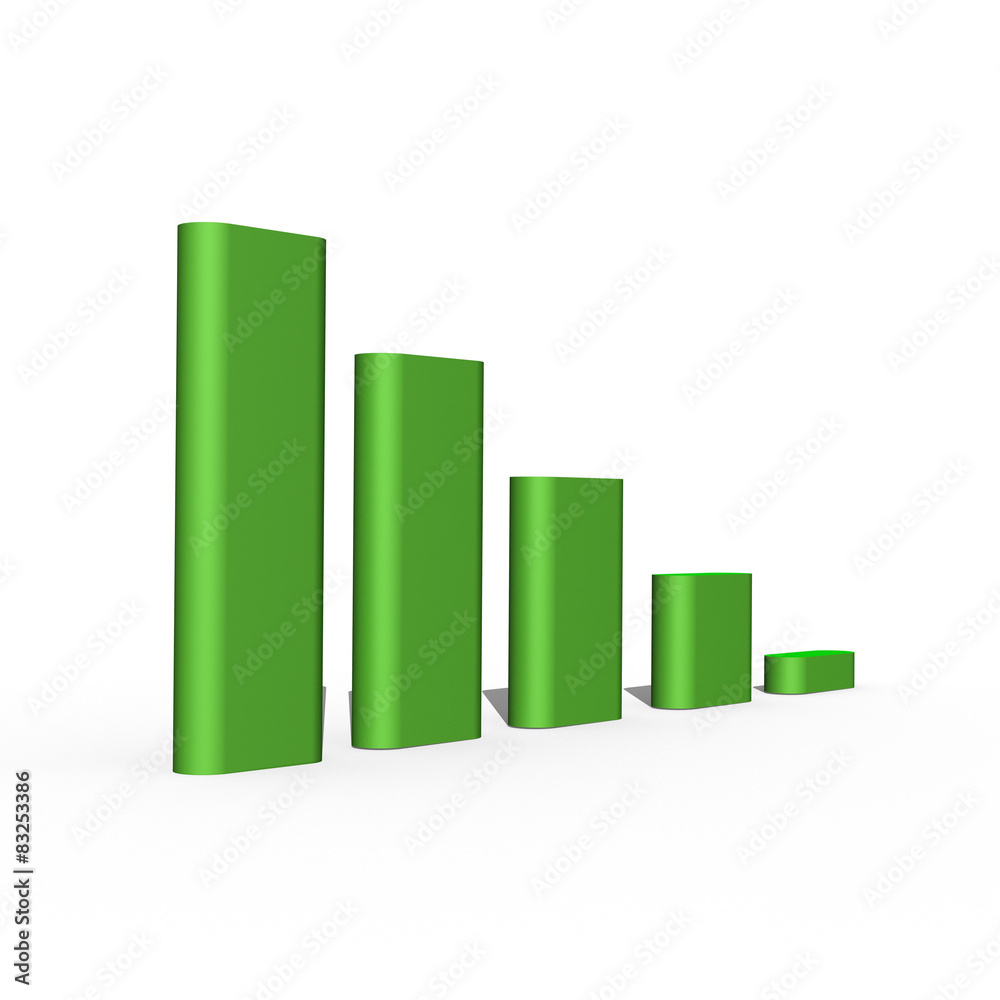 3d bar showing growing green market 3d bar showing growing green market