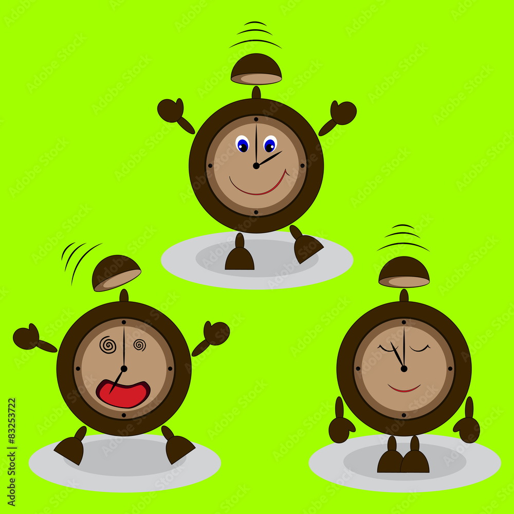 Fototapeta premium Set of cartoon alarm clocks