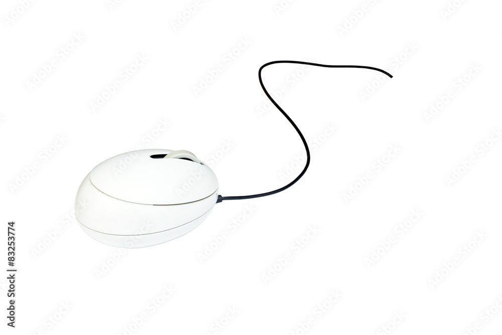 White computer mouse isolate on white background White computer mouse isolate on white background