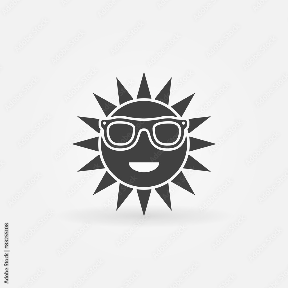 Sun with sunglasses black icon Sun with sunglasses black icon