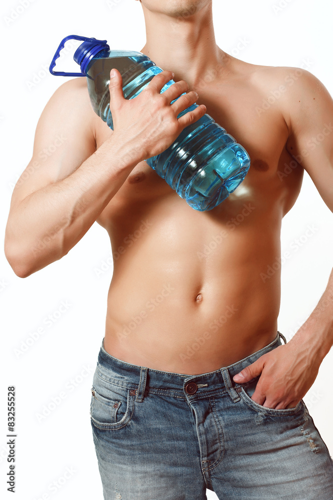 Naklejka premium a man with a bottle of water