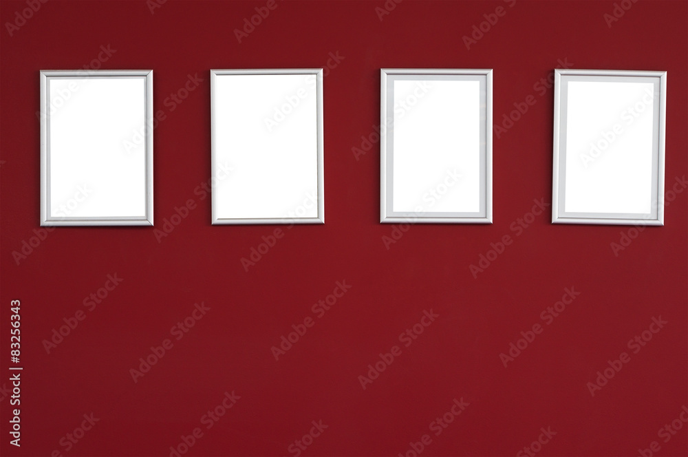 The real red  wall with frames