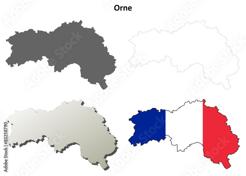 Orne (Lower Normandy) outline map set