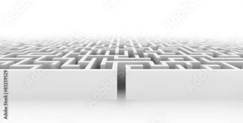 Fototapeta Naklejka Na Ścianę i Meble -  White maze, complex way to find exit.