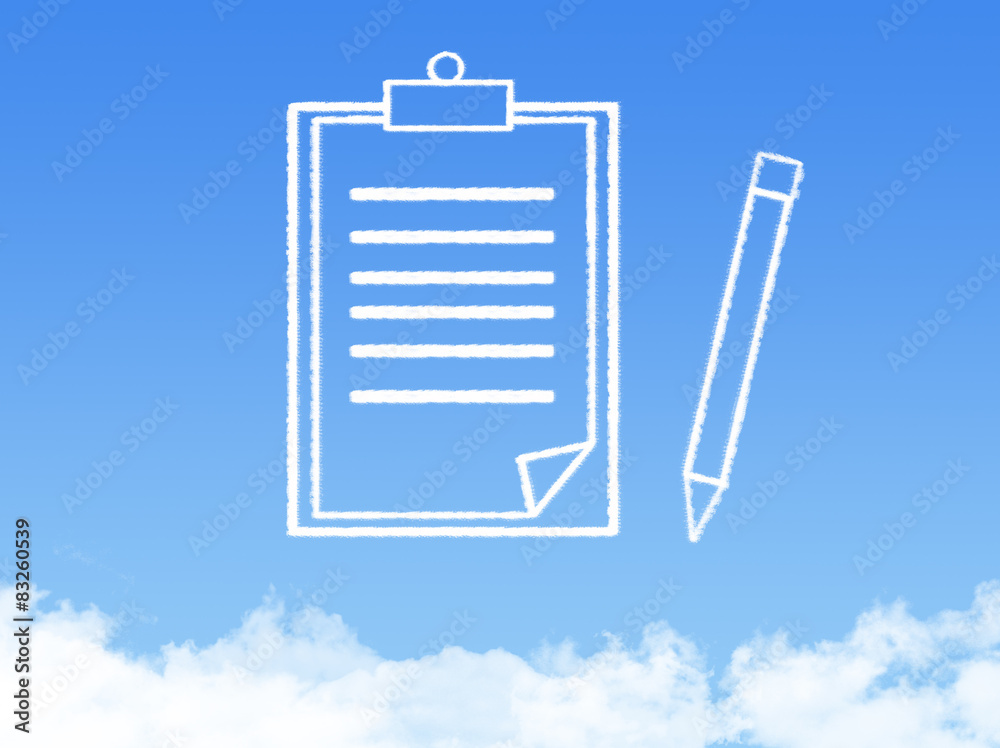 Notepad paper document cloud shape Notepad paper document cloud shape