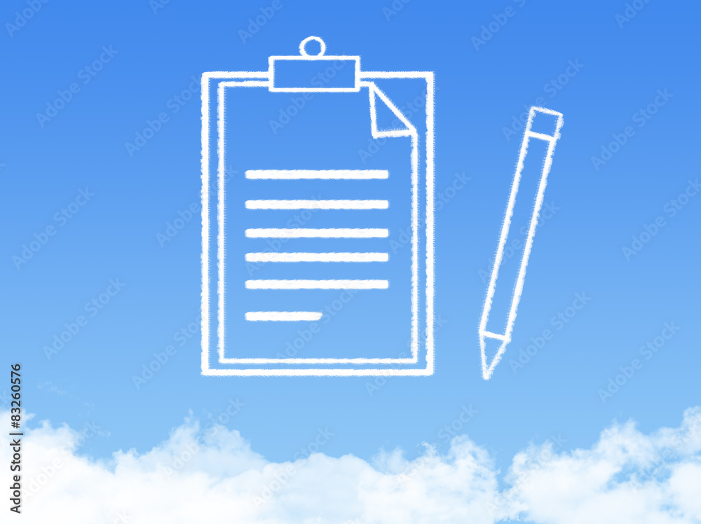 Notepad paper document cloud shape Notepad paper document cloud shape